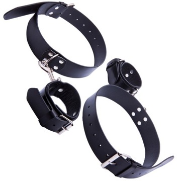 Kajdanki do krępowania męskie na uda, Czarny BDSM Whips Collection