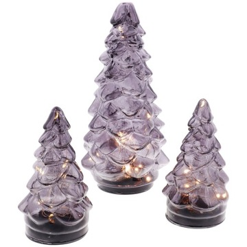 СТЕКЛЯННАЯ ЕЛКА СО СВЕТОДИОДНОЙ ПОДСВЕТКОЙ, 3 ШТ.