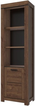 Otwarty WYSOKI REGAŁ do salonu dąb brązowy 1D