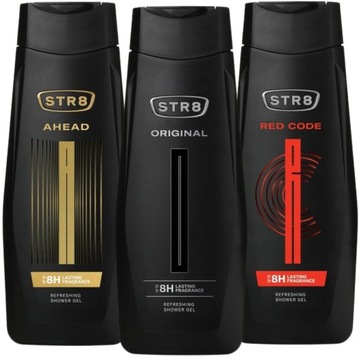 STR8 red code orginal ahead ZESTAW ŻEL POD PRYSZNIC DLA MĘŻCZYZN 3X 400ML