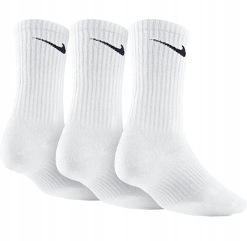 ДЛИННЫЕ НОСКИ, 3 ПАРЫ ХЛОПКОВЫЕ НОСКИ NIKE БЕЛЫЕ УНИСЕКС, размер 41-44