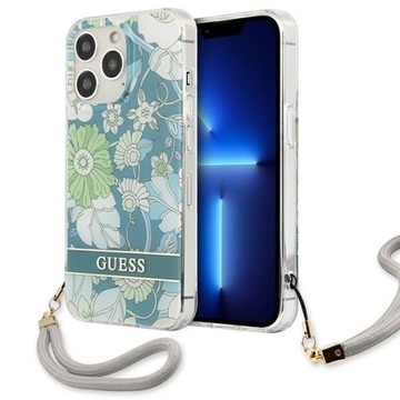 Guess Flower Strap etui w Kwiaty +Smyczka obudowa case do iPhone 13 Pro Max