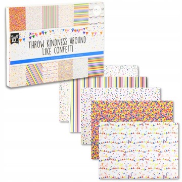 PAPIER OZDOBNY TEKTURA Z MOTYWAMI CONFETTI 24 KARTKI 230g/m2 MINI BLOCZEK