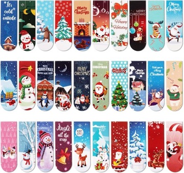 30X MAGNETYCZNE ŚWIĄTECZNE ZAKŁADKI MAGNESY KSIĄŻKI ŚWIĘTA BOŻE NARODZENIE