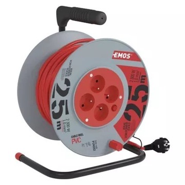 EMOS P194252 Przedłużacz bębnowy 25m/4 gn./czerwon
