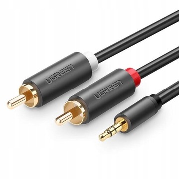 KABEL MINI JACK 2xRCA CHINCH 1,5M UGREEN POZŁACANY