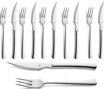 AMEFA 12 SZTUĆCE CHULATERO PIZZA STEK GRILL ZESTAW NÓŻ ZĄBKI WIDELEC 6 OSÓB