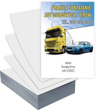 Ulotki A5 reklamowe firmowe PRANIE SPRZĄTANIE TIRÓW PROJEKT GRATIS 100 szt