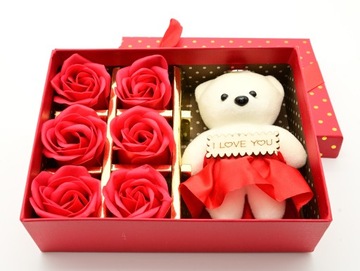 PUDEŁKO FLOWER BOX MYDLANY KWIATOWY KWIATY MYDLANE RÓŻE + BAŁY MIŚ