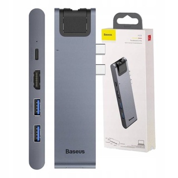 Adapter Baseus do MacBook 7w1 USB-C szary