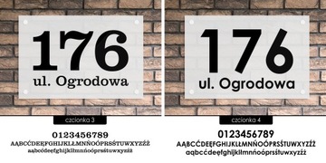 Tablica adresowa adres 3D numer na dom 30x20 satynowa - mrożone szkło akryl