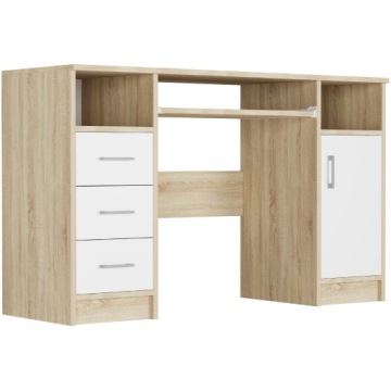 Biurko komputerowe stolik 124cm sonoma białe N11