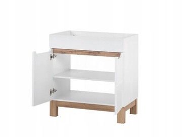Szafka Bali stojąca dąb / biała 80 cm z blatem dąb