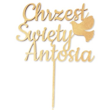 TOPPER TOPER NA TORT CHRZEST ŚWIĘTY IMIĘ ZŁOTY