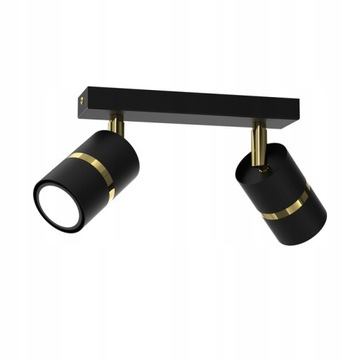 PLAFON LISTWA OPRAWA SPOT TUBA EYE 2xGU10 CZARNY ZŁOTO $##