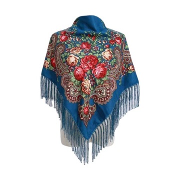 Szalik z nadrukiem retro Styl boho, szeroki z