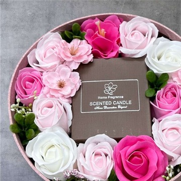 Мыло Flower Box цветы со СВЕЧОЙ в подарочной упаковке для учителя