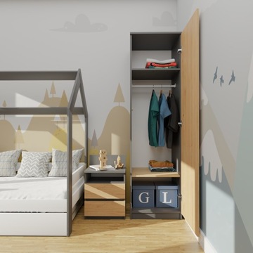 ШКАФ ДВЕРЬ ГАРДЕРОБА SD-50 АНТРАЦИТ ДУБ АРТИЗАН