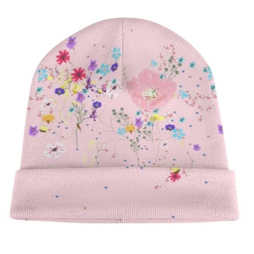 Czapka Zimowa Męska Beanie Wiosna Jesień Damska w Kwiaty