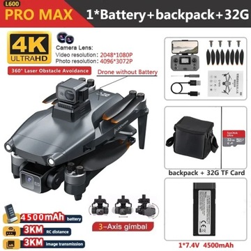 L600 PRO MAX Drone 4K trójosiowy PTZ HD podwójny aparat laserowy unikanie