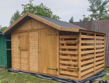 Domek drewniany 3×3 m wraz z drewutnią 1×3 m