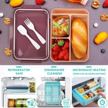 LUNCHBOX ŚNIADANIÓWKA POJEMNIK NA ŻYWNOŚĆ BUGUCAT BENTO BOX 1250 ml SZTUĆCE