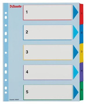 Przekładki kartonowe numeryczne A4+ 1-5 kart mix