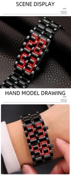 Fashion Mens Digital Lava Wrist Watch Men Black Full Metal Red Blue LED