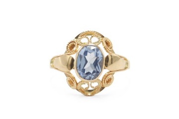 ZŁOTY PIERŚCIONEK AU 585 RETRO VINTAGE TOPAZ 2,50 CT