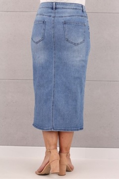 ЭЛЕГАНТНАЯ ДЖИНСОВАЯ ЮБКА С ПРОРЕЗЬЮ, БОЛЬШИЕ РАЗМЕРЫ ЗА КОЛЕНОМ, ЭЛЕГАНТНАЯ ЮБКА-КАРАНДАШ