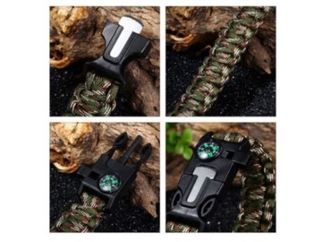 БРАСЛЕТ ВЫЖИВАНИЯ КОМПАС ПЕРВАЯ ВЕРЕВКА СВИСТОК НОЖ ВОЕННО-ЗЕЛЕНЫЙ