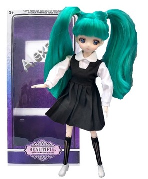 STYLOWA RUCHOMA LALKA ANIME HATSUNE MIKU KOLROWE WŁOSY TYPU BARBIE