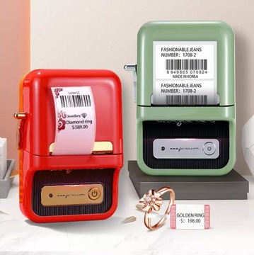 Drukarka termiczna etykiet samoprzylepnych retro B21 NiiMbot tekst grafika