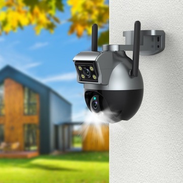 ДВОЙНАЯ НАРУЖНАЯ ВРАЩАЮЩАЯСЯ КАМЕРА TUYA SMART НА ПОЛЬСКОМ ЯЗЫКЕ 4MPX IP WIFI
