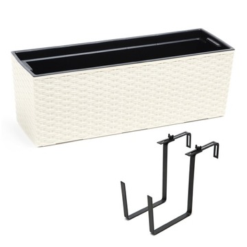 Kwietnik BEGONIA rattan +uchwyt 19x56x19,5cm Kremo