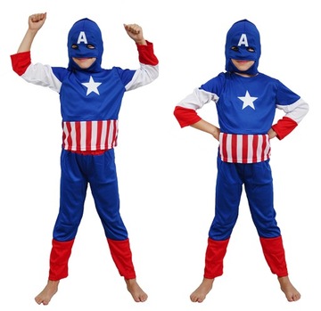 KAPITAN AMERYKA STRÓJ PRZEBRANIE MASKA AVENGERS KOSTIUM L 122 128 134 CM