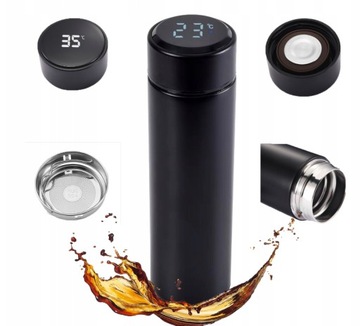 KUBEK TERMICZNY TERMOS LED 480 ml NA KAWĘ HERBATĘ DOTYKOWY DO SAMOCHODU