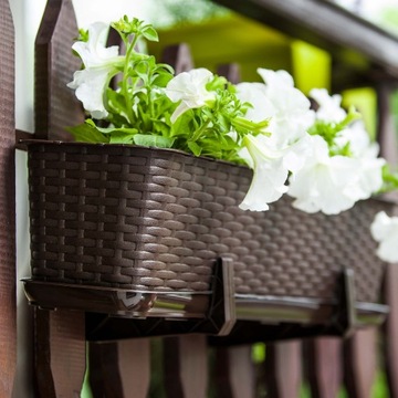 4x БАЛКОННЫЙ ЯЩИК 40см КОРИЧНЕВЫЕ РУЧКИ