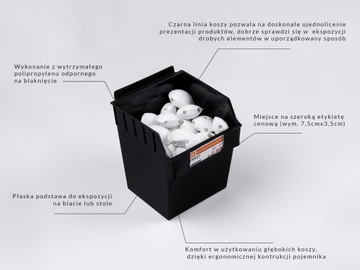 Контейнер TOP высокий для Slatwall 15x15x18см черный