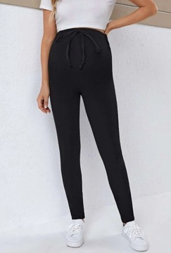 SHEIN LEGGINSY DAMSKIE CZARNE Z WIĄZANIEM 38 VBF