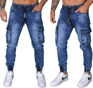 BOJÓWKI MĘSKIE SPODNIE JOGGERY JEANSY ELASTYCZNE JAKOŚĆ