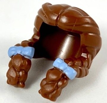 Lego Nowe Włosy Reddish Brown 2 warkoczyki po bokach wstążki 35714pb01