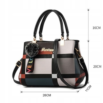 TOREBKA DAMSKA W KRATKĘ MIEJSKA TORBA STYLOWA ELEGANCKA POJEMNA MODNA