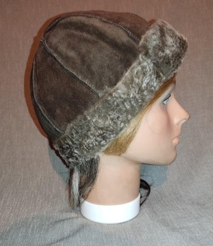 Futrzana czapka zimowa toczek naturalne futro kożuch 56-58cm