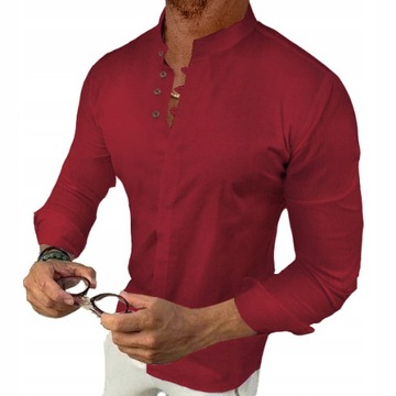 Мужская повседневная рубашка с воротником-стойкой на каждый день, гладкая НОВИНКА