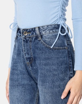 Zwężane Jeansy Damskie Spodnie Texasy Dżinsy Mom Jeans Wysoki Stan 318 W34