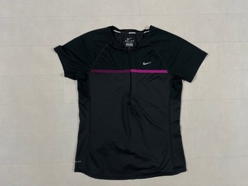 Nike Running Dri-Fit T-Shirt Koszulka Damska Zamek Czarna Logo Unikat S