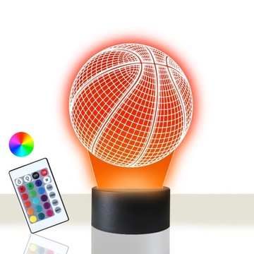 Lampka Stołowa Nocna 3D LED Koszykówka Piłka Pilot