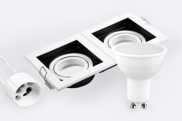 Oprawka podwójna ruchoma sufitowa + 2x żarówka LED GU10 7W Samsung 3000K