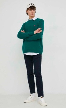 Levi's sweter męski długi rękaw zielony wełniany rozmiar L